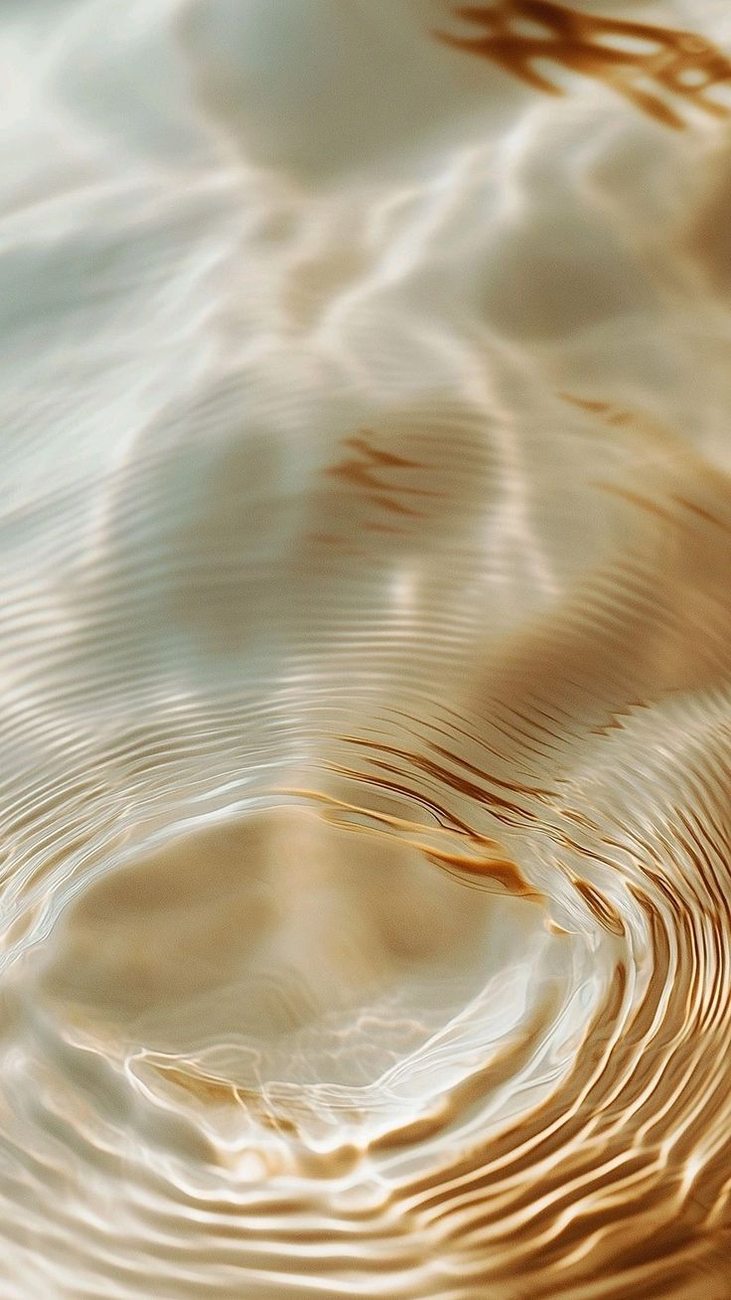 Ondas doradas que se expanden suavemente sobre el agua
